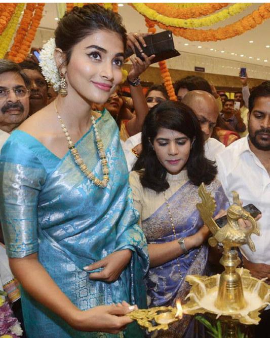 "Graceful Sky Blue Designer Saree | Premium Soft Silk with Blouse"